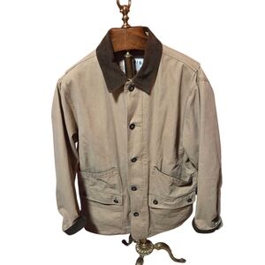 Orvis Classic Barn Field Chore Canvas Tan Coat Corduroy Collar Size Large